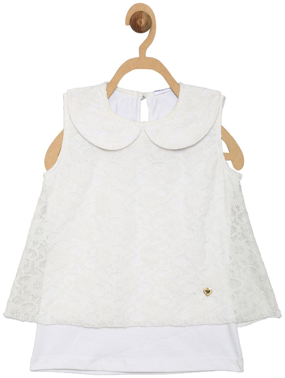 

612 League Girl Cotton Printed Top - White