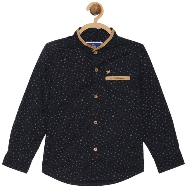 612 League Boy Cotton Printed Shirt Black