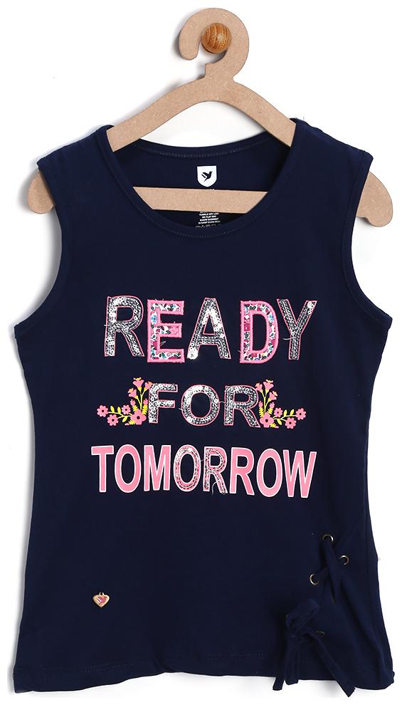 

612 League Girl Cotton Printed Top - Blue