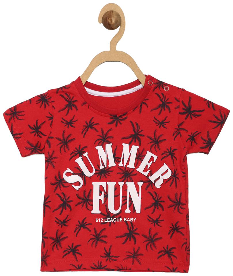 

612 League Cotton Solid T shirt for Baby Boy - Red