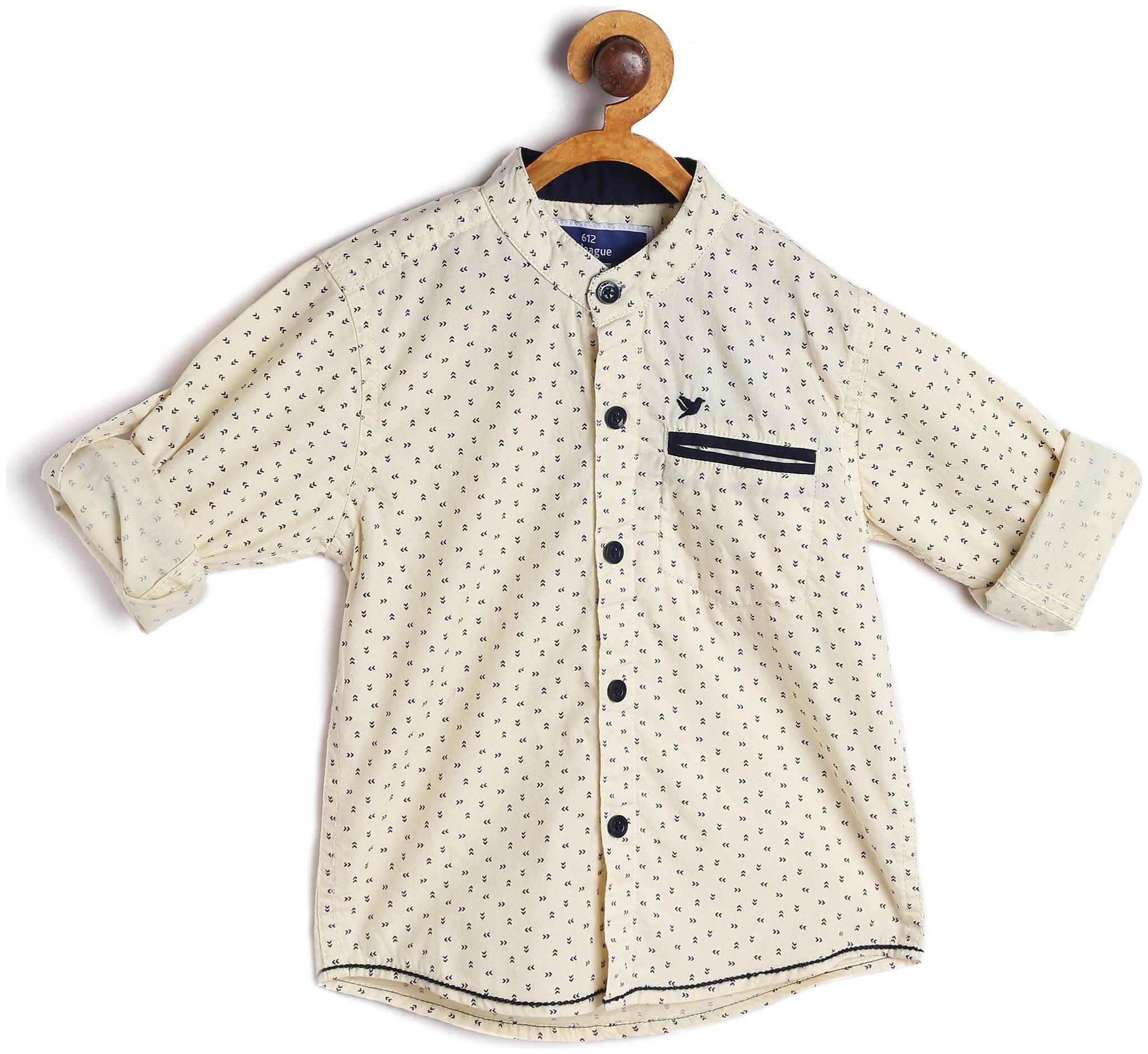 

612 League Boy Cotton Printed Shirt White