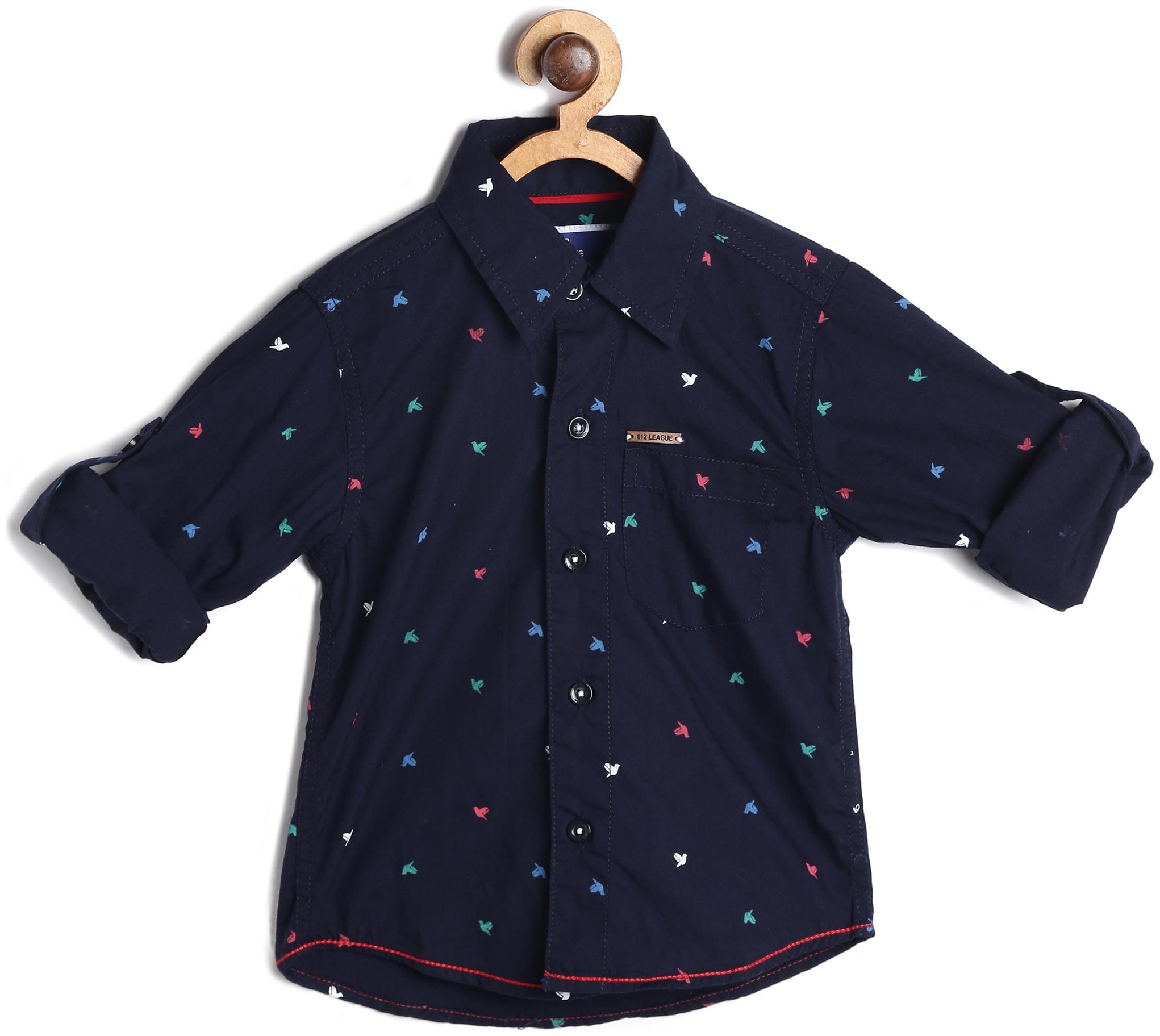 

612 League Boy Cotton Printed Shirt Blue