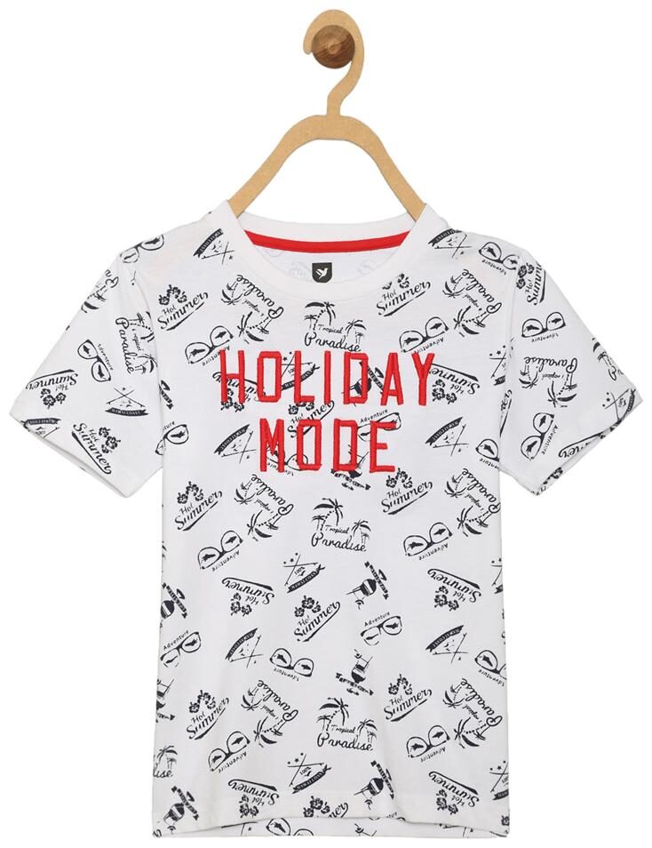 

612 League Boy Cotton Solid T-shirt - White