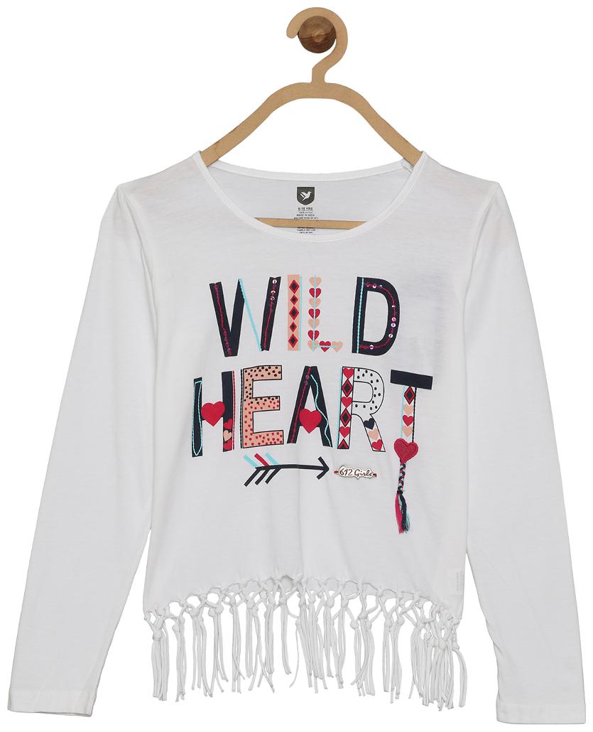

612 League Girl Cotton Printed Top - White