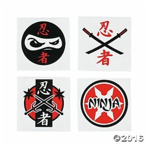 

72 Ninja Temporary Tattoos Karate Birthday Party Favors Pinata Fillers