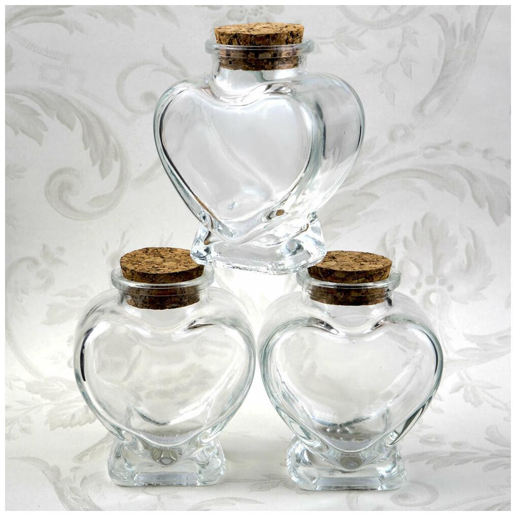 

75 PLAIN HEART SHAPED TREAT CANDY GLASS JARS WEDDING BIRTHDAY PARTY FAVORS