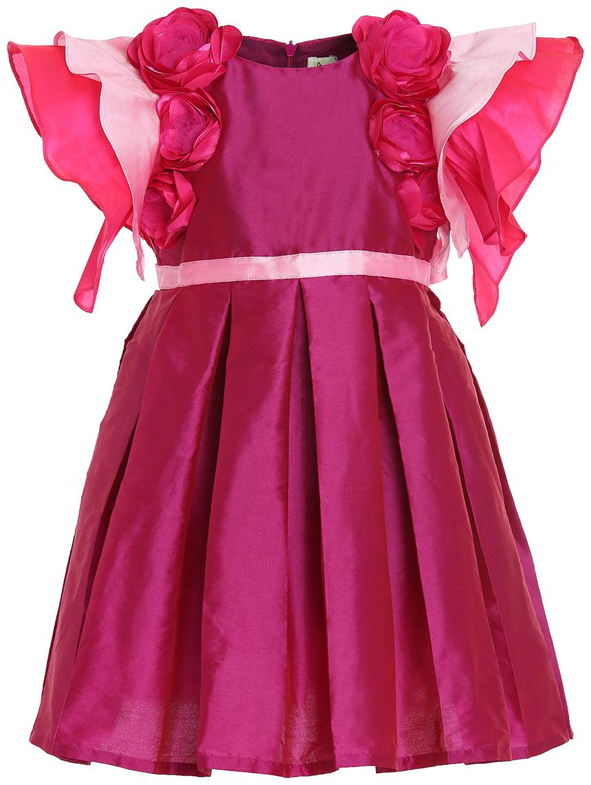 

A Little Fable Maroon Polyester Blend Short Sleeves Knee Length Princess Frock ( Pack of 1 )