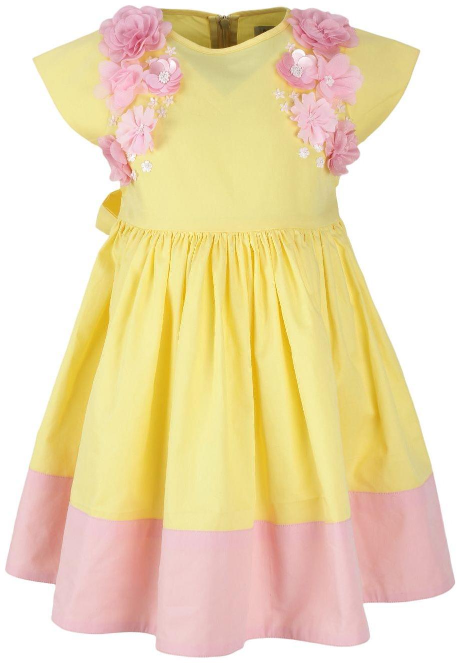 

A Little Fable Yellow Cotton Short Sleeves Knee Length Princess Frock ( Pack of 1 )