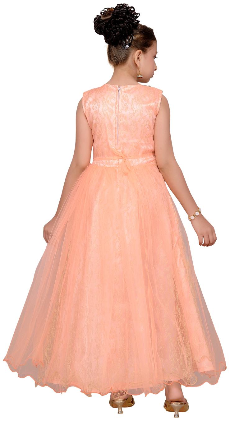

Aarika Girl s Net Solid Sleeveless Lehenga choli - Pink