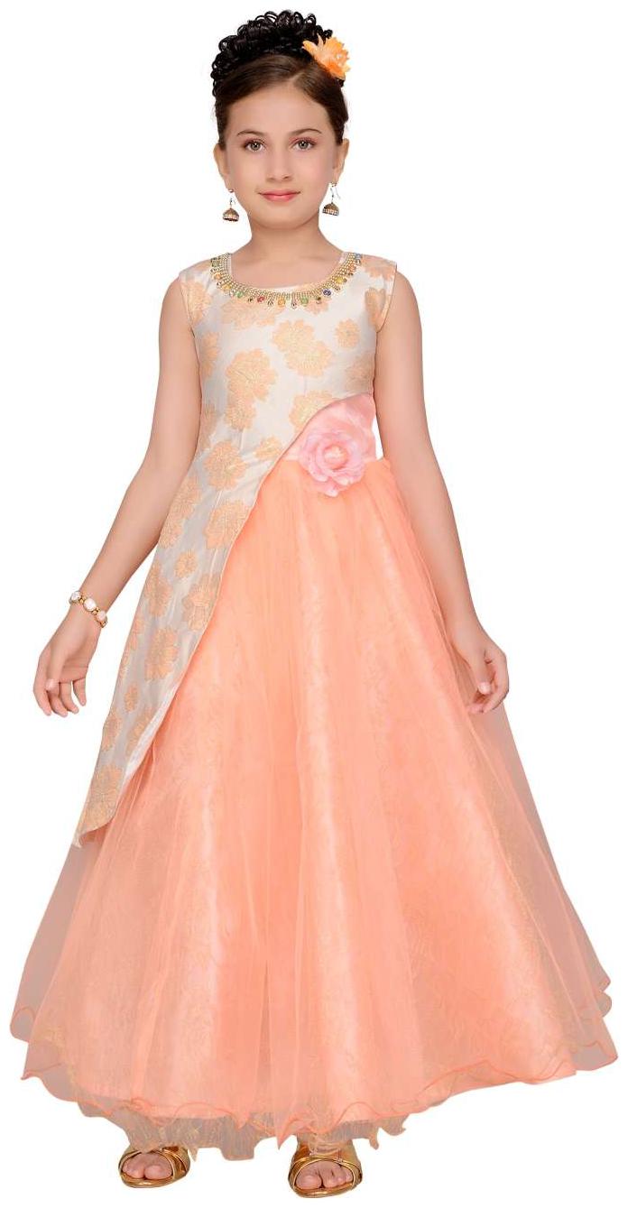 

Aarika Girl s Net Solid Sleeveless Lehenga choli - Pink