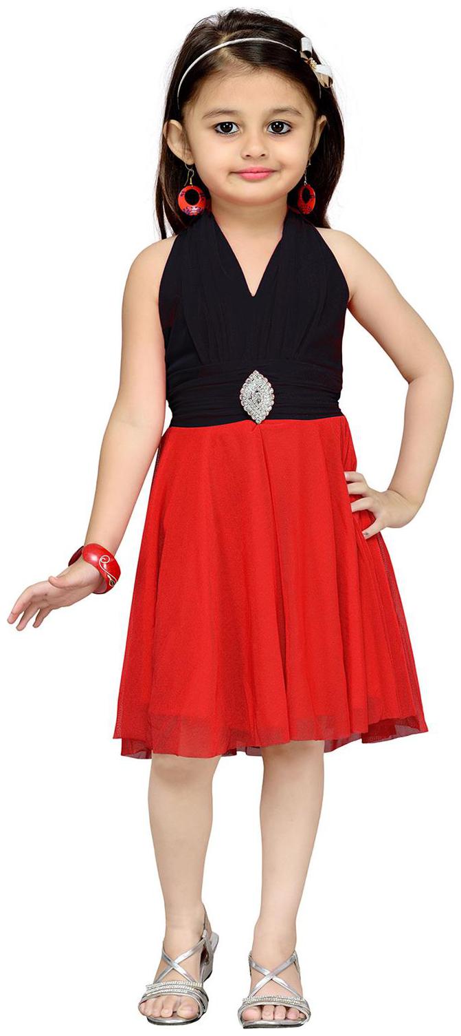 

Aarika Red Net Sleeveless Knee Length Princess Frock ( Pack of 1 )