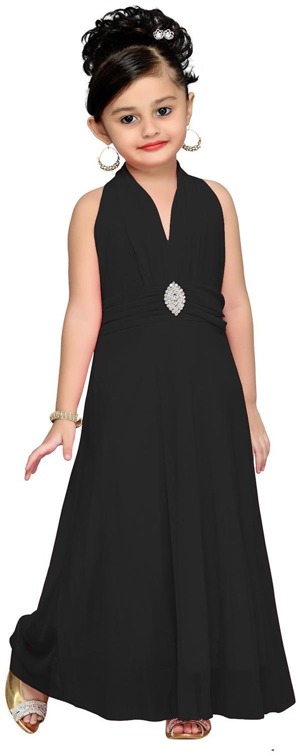 

Aarika Girl s Net Solid Sleeveless Gown - Pink