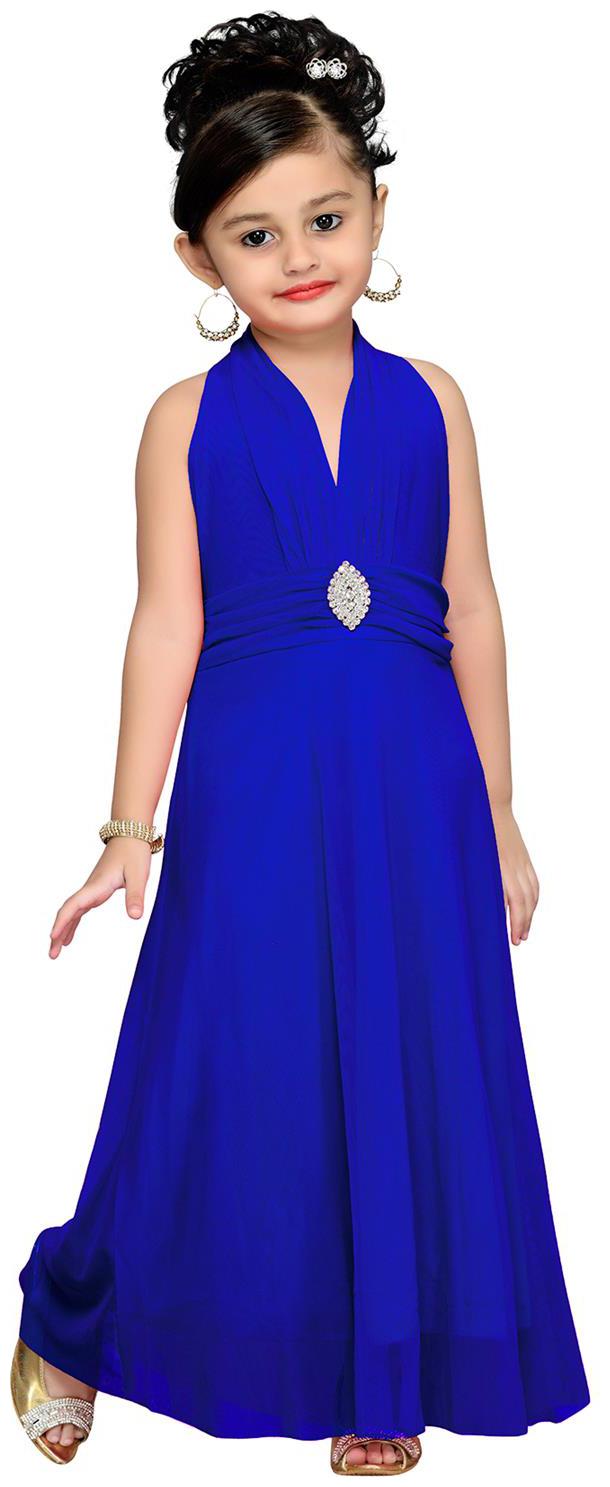 

Aarika Girl s Net Solid Sleeveless Gown - Pink