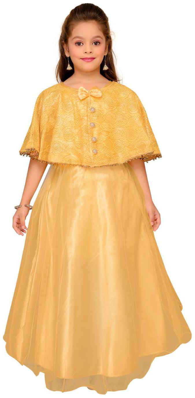

Aarika Girl s Net Solid Sleeveless Lehenga choli - Brown
