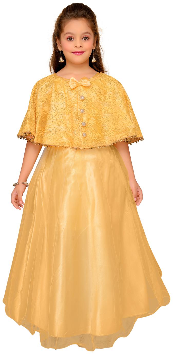 

Aarika Girl s Net Solid Sleeveless Lehenga choli - Brown