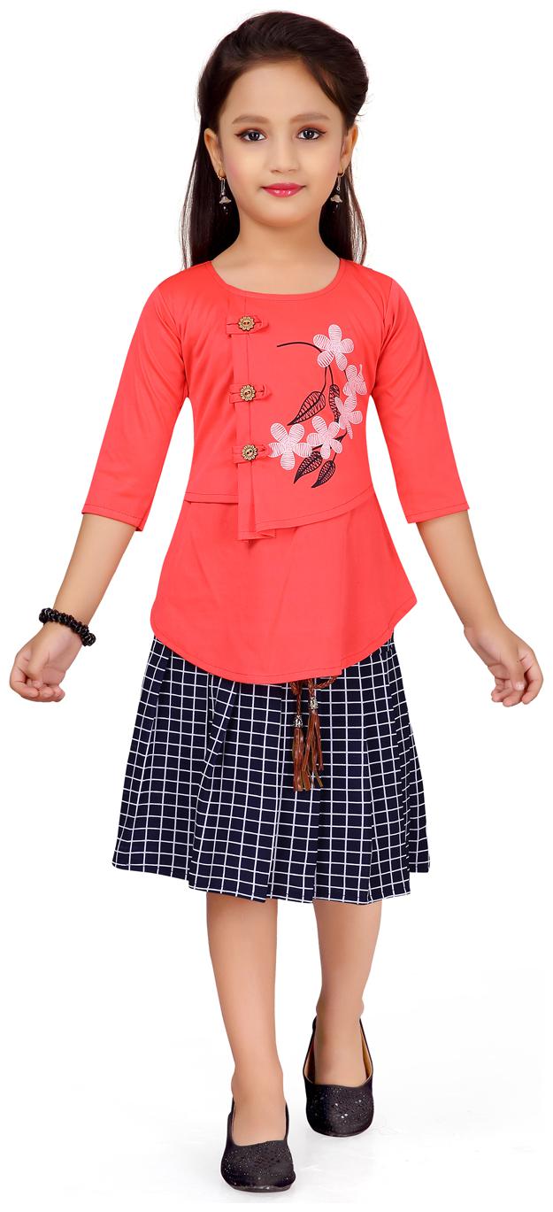

Aarika Girl Cotton Top Bottom Set - Red Blue