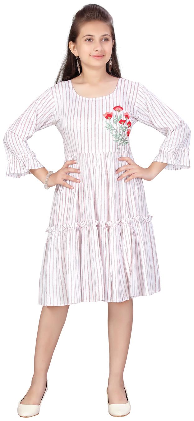 

Aarika Red Cotton 3 4th Sleeves Knee Length Princess Frock ( Pack of 1 )