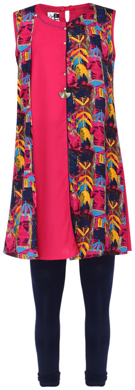 

Aarika Girl s Cotton Printed Sleeveless Kurti salwar set - Multi