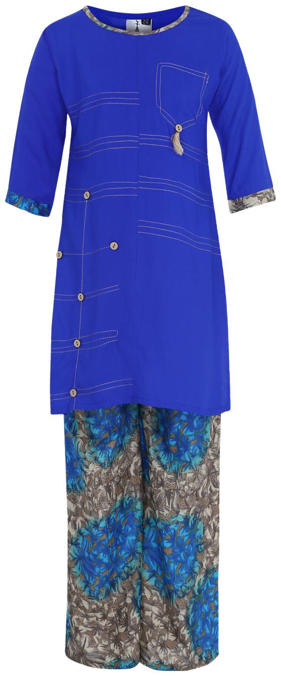 

Aarika Girl s Cotton Printed 3 4th sleeves Kurti salwar set - Multi