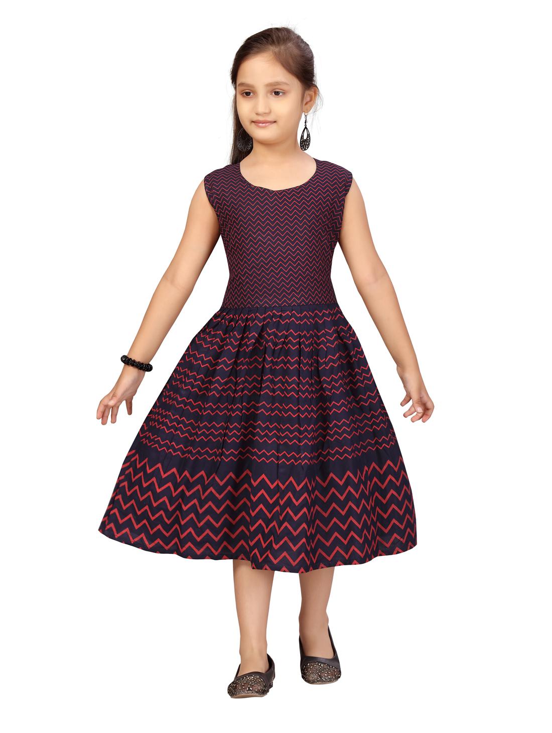 

Aarika Girl s Cotton Solid Sleeveless Gown - Blue