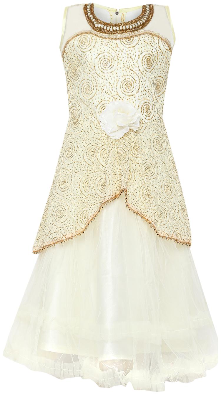 

Aarika Girl s Nylon Self design Sleeveless Gown - Cream