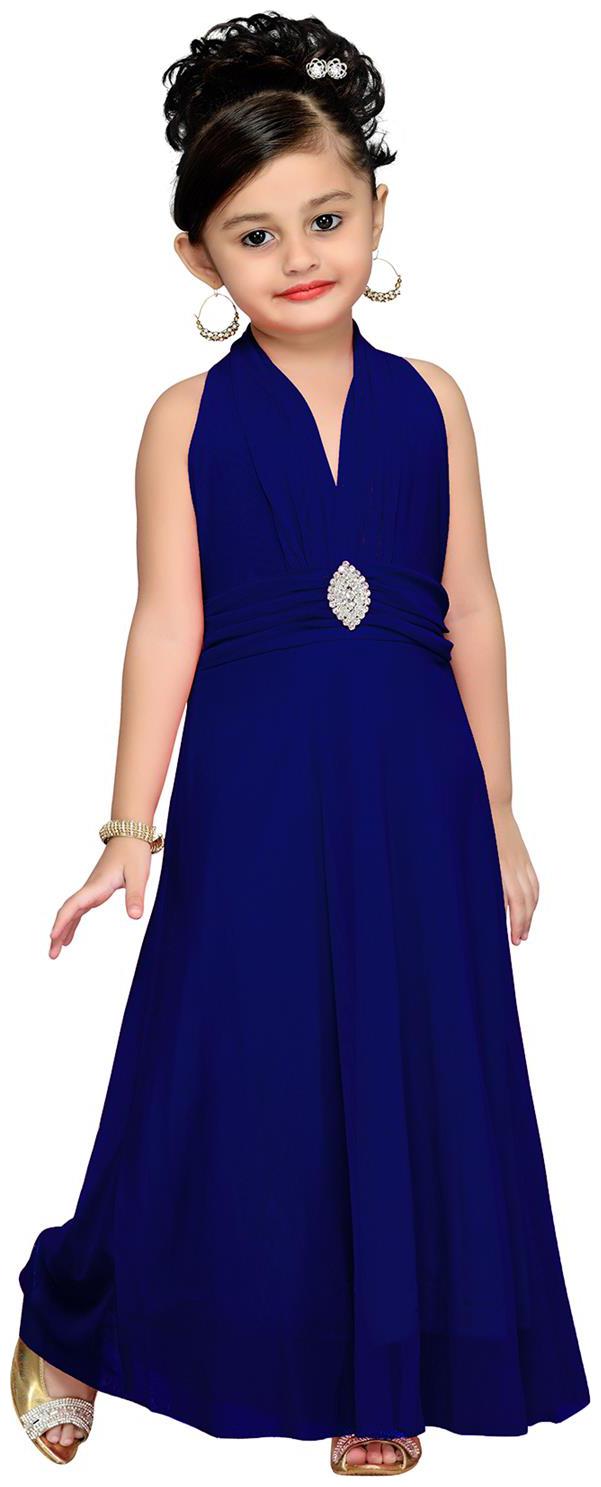 

Aarika Girl s Net Solid Sleeveless Gown - Pink
