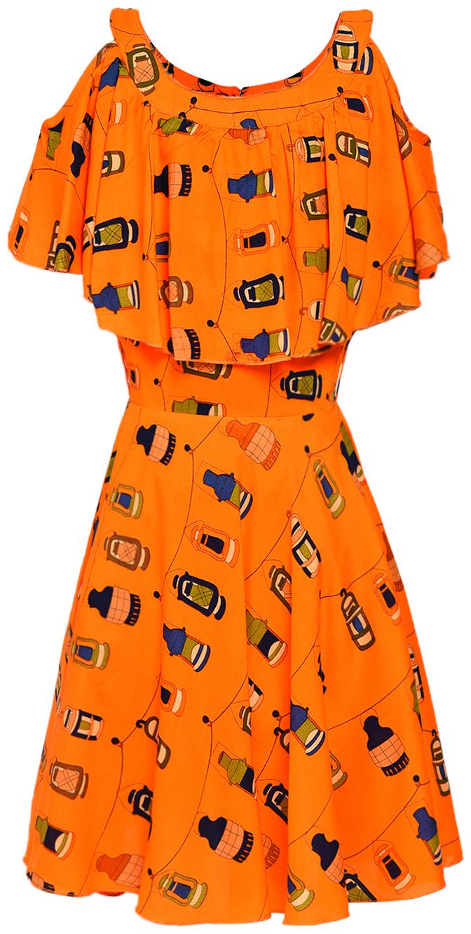 

Aarika Orange Cotton Sleeveless Knee Length Princess Frock ( Pack of 1 )