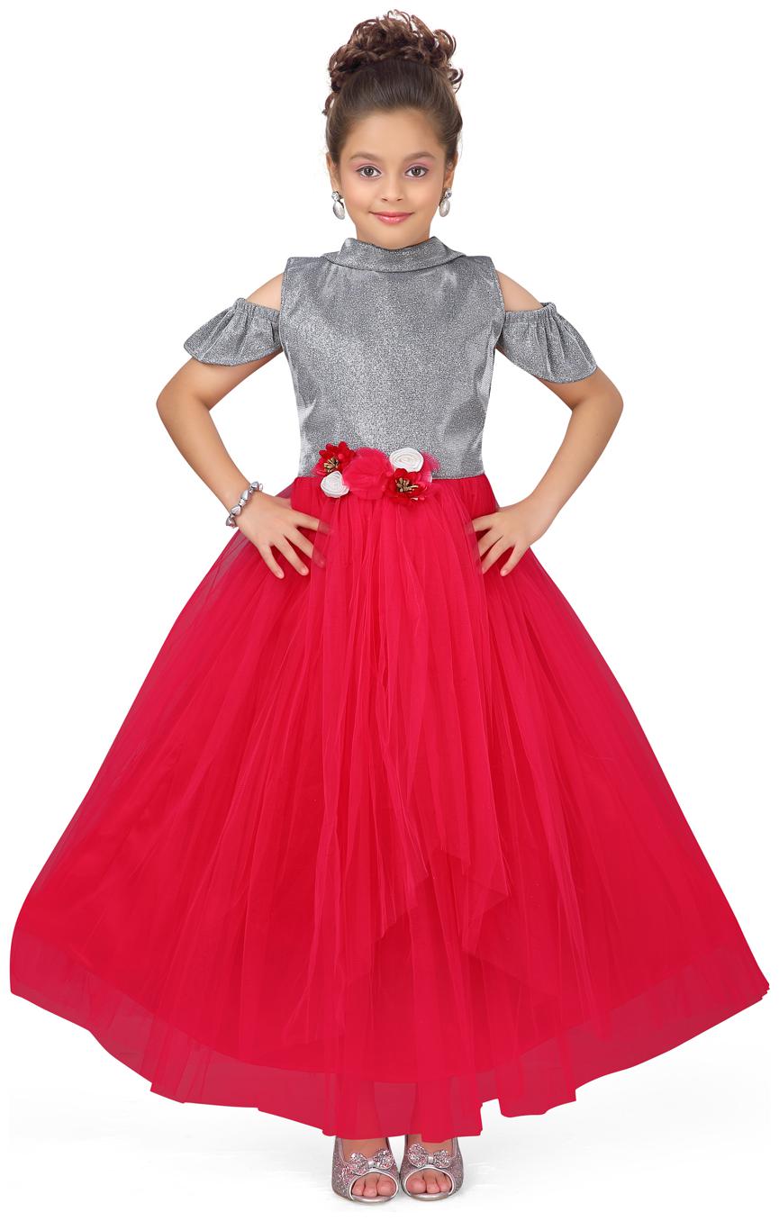 

Aarika Girl s Polyester Self design Short sleeves Gown - Pink