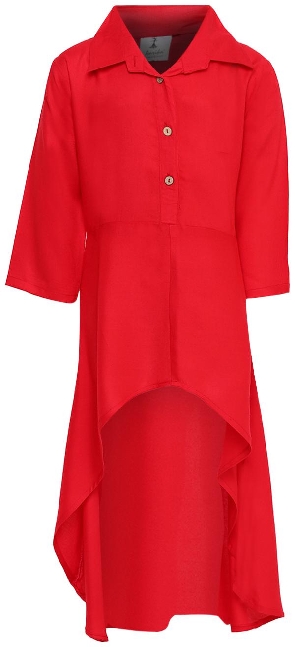 

Aarika Girl s Cotton Solid 3 4th sleeves Kurta kurti - Red