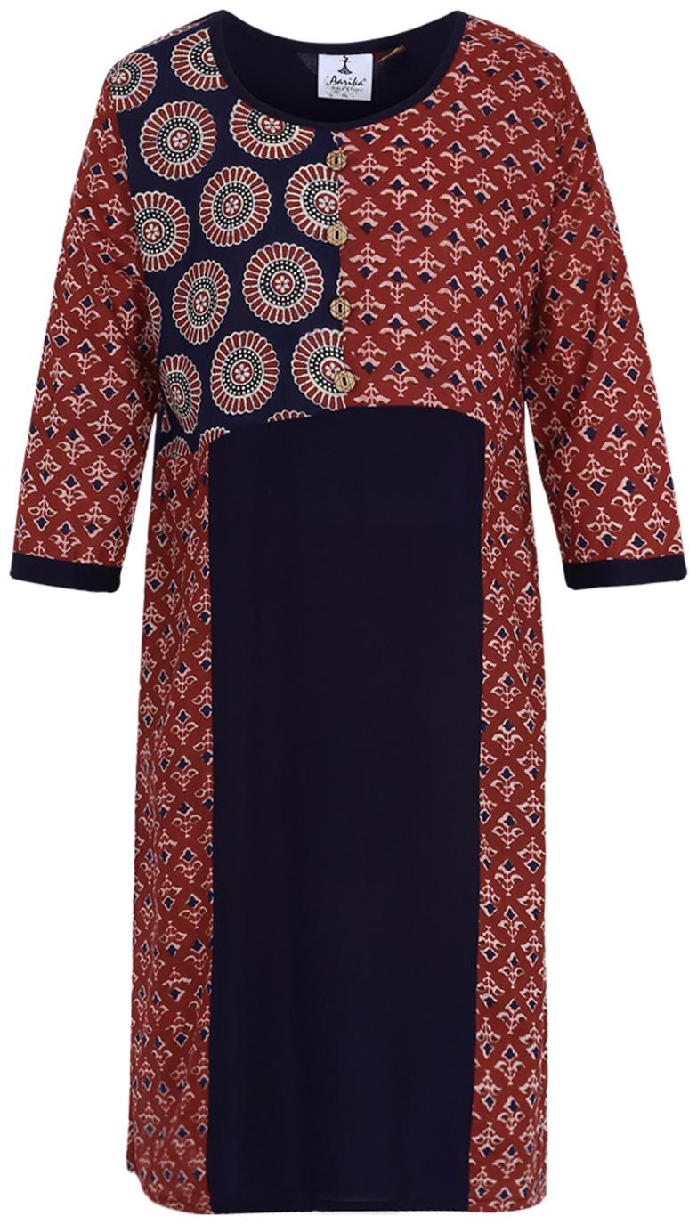 

Aarika Girl s Cotton Printed 3 4th sleeves Kurta kurti - Multi