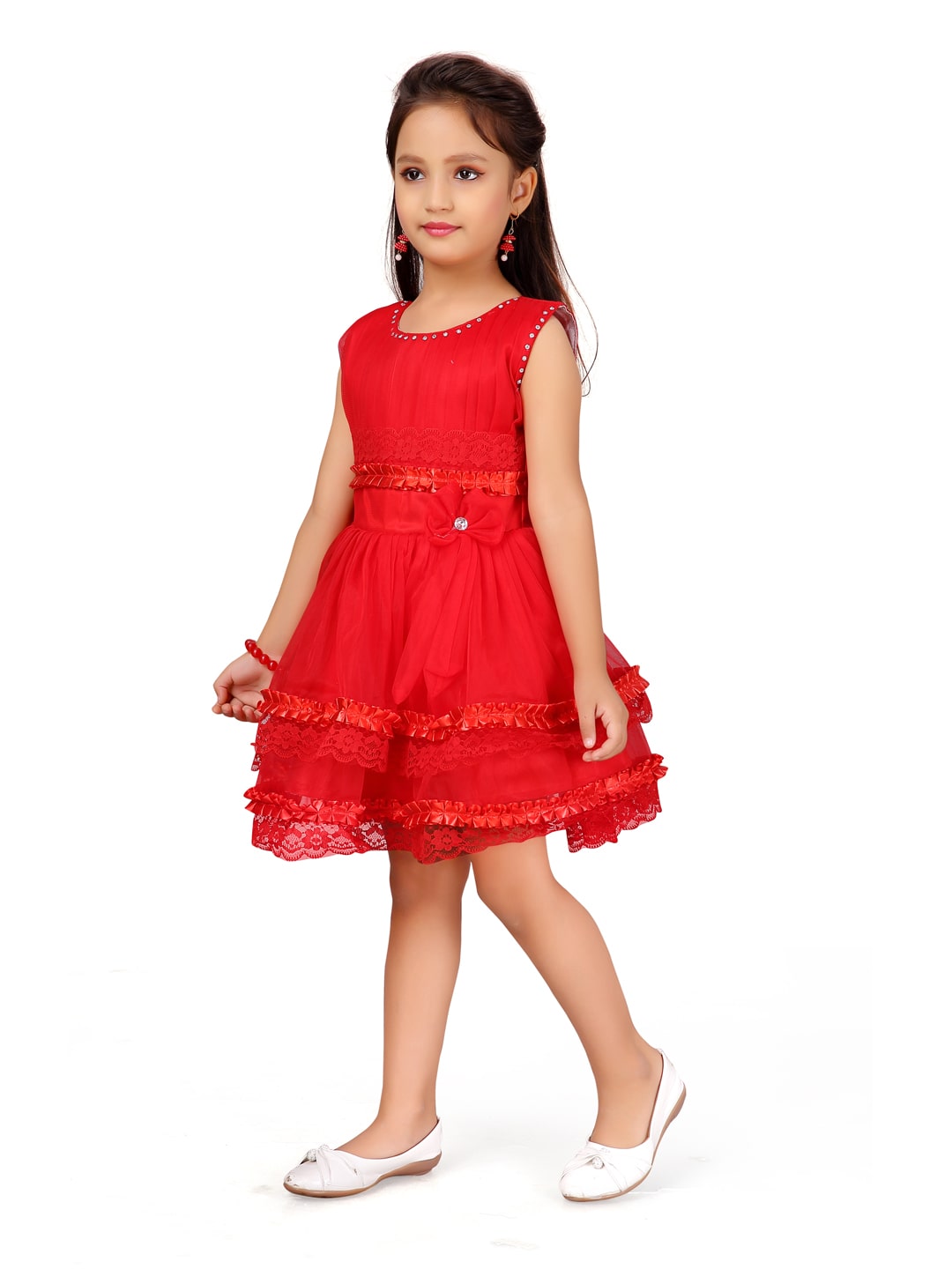 

Aarika Red Polyester Sleeveless Knee Length Princess Frock ( Pack of 1 )