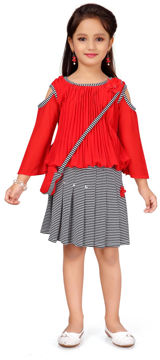 

Aarika Girl Georgette Top Bottom Set - Red