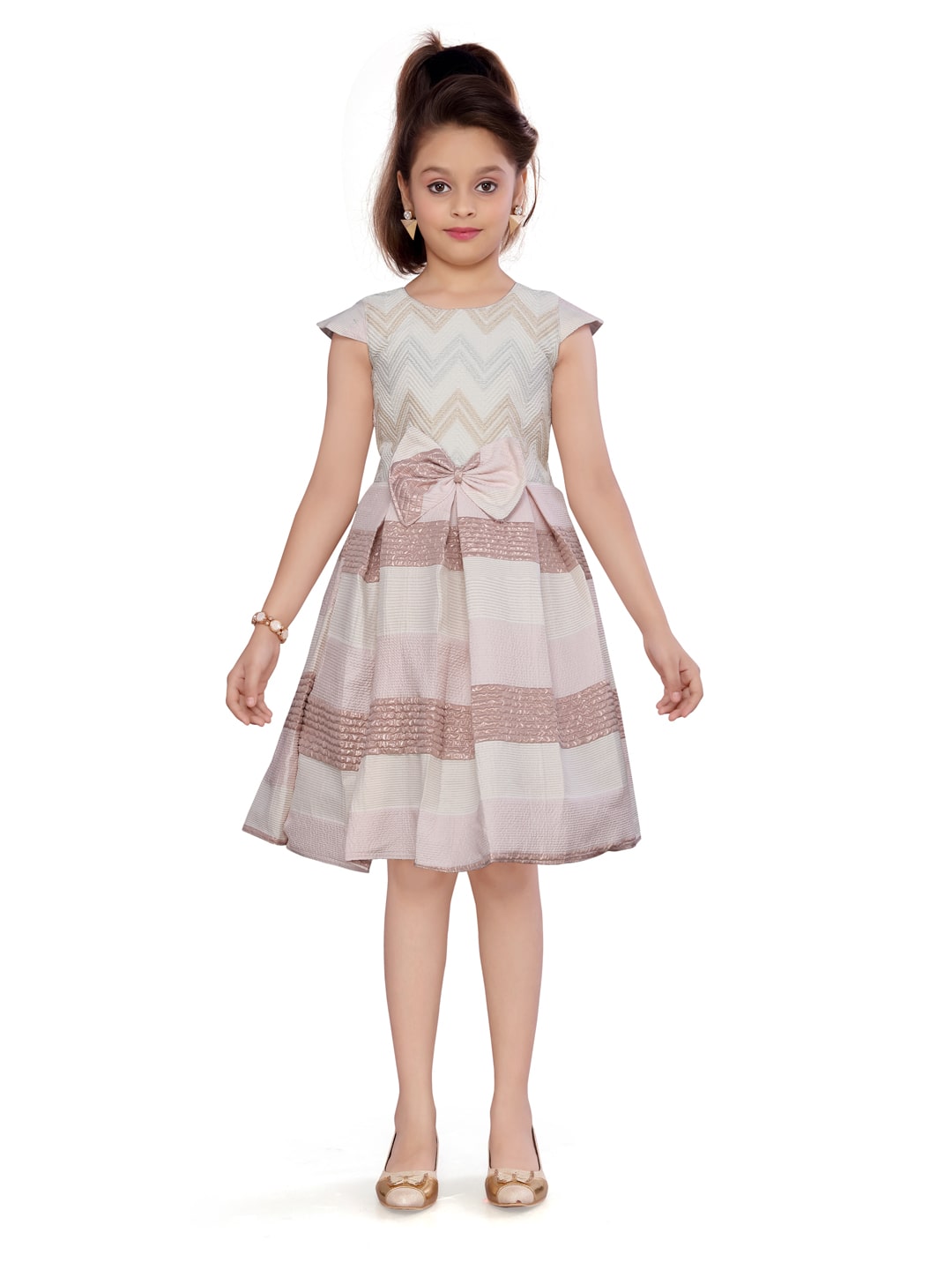

Aarika Multi Silk Short Sleeves Knee Length Princess Frock ( Pack of 1 )