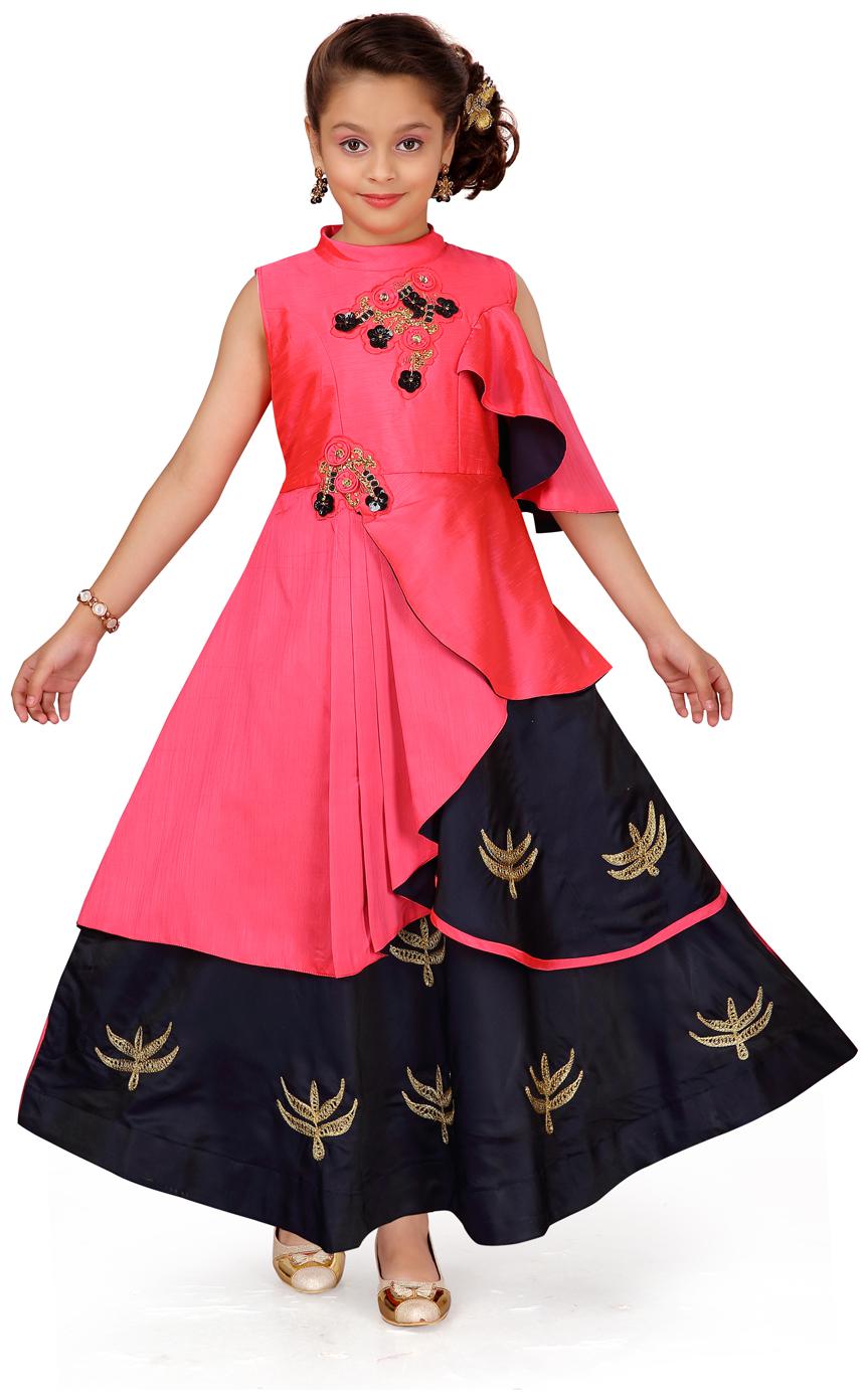 

Aarika Girl s Silk Self design Sleeveless Gown - Red