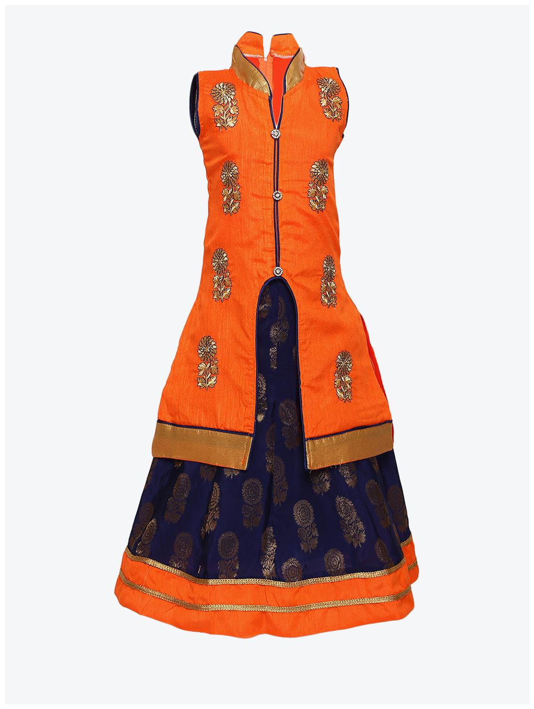 

Aarika Girl s Silk Embellished Sleeveless Lehenga choli - Orange