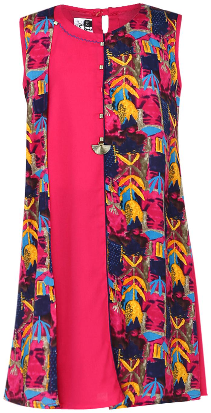 

Aarika Girl s Cotton Printed Sleeveless Kurta kurti - Multi