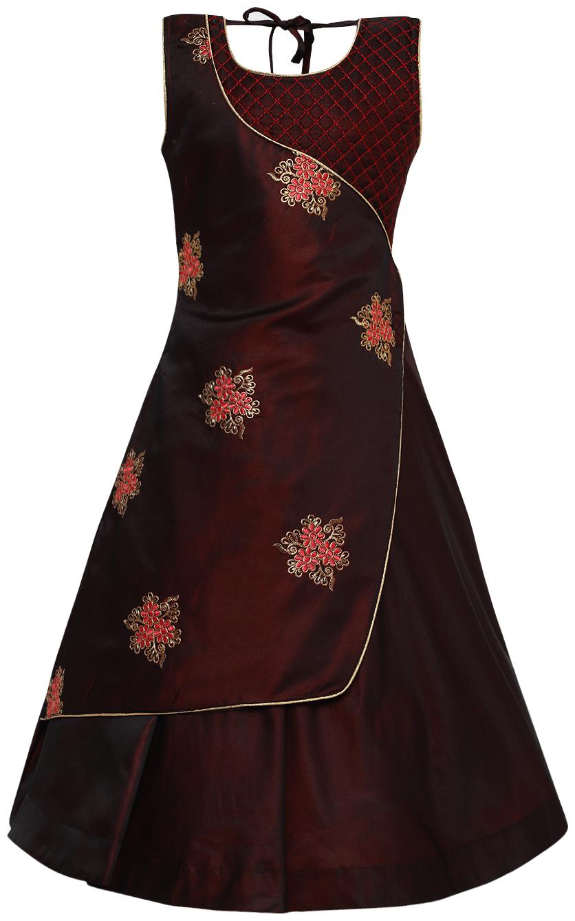 

Aarika Girl s Silk Gown Girl Brown