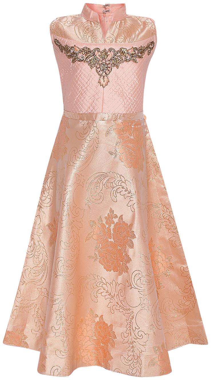 

Aarika Girl s Silk Self design Sleeveless Gown - Orange