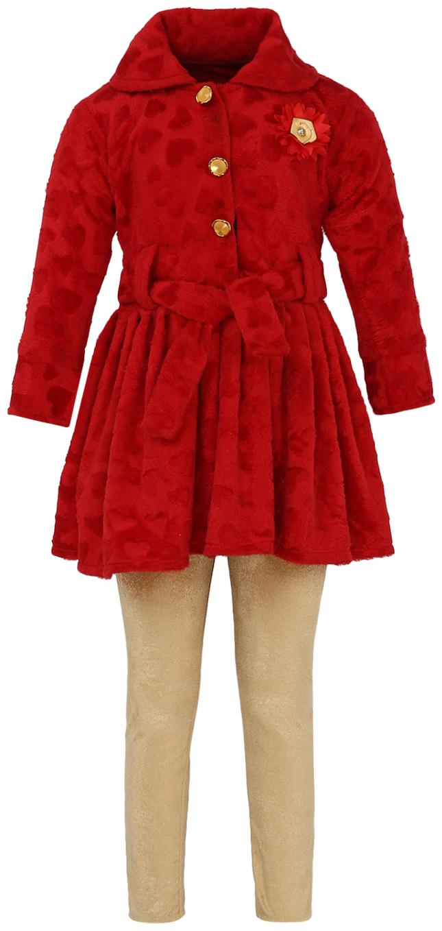 

Aarika Girl Wool Top Bottom Set - Red