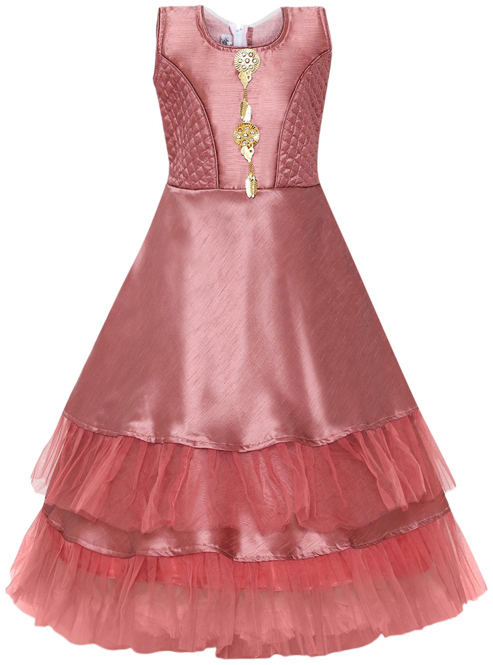

Aarika Girl s Silk Gown Girl Maroon