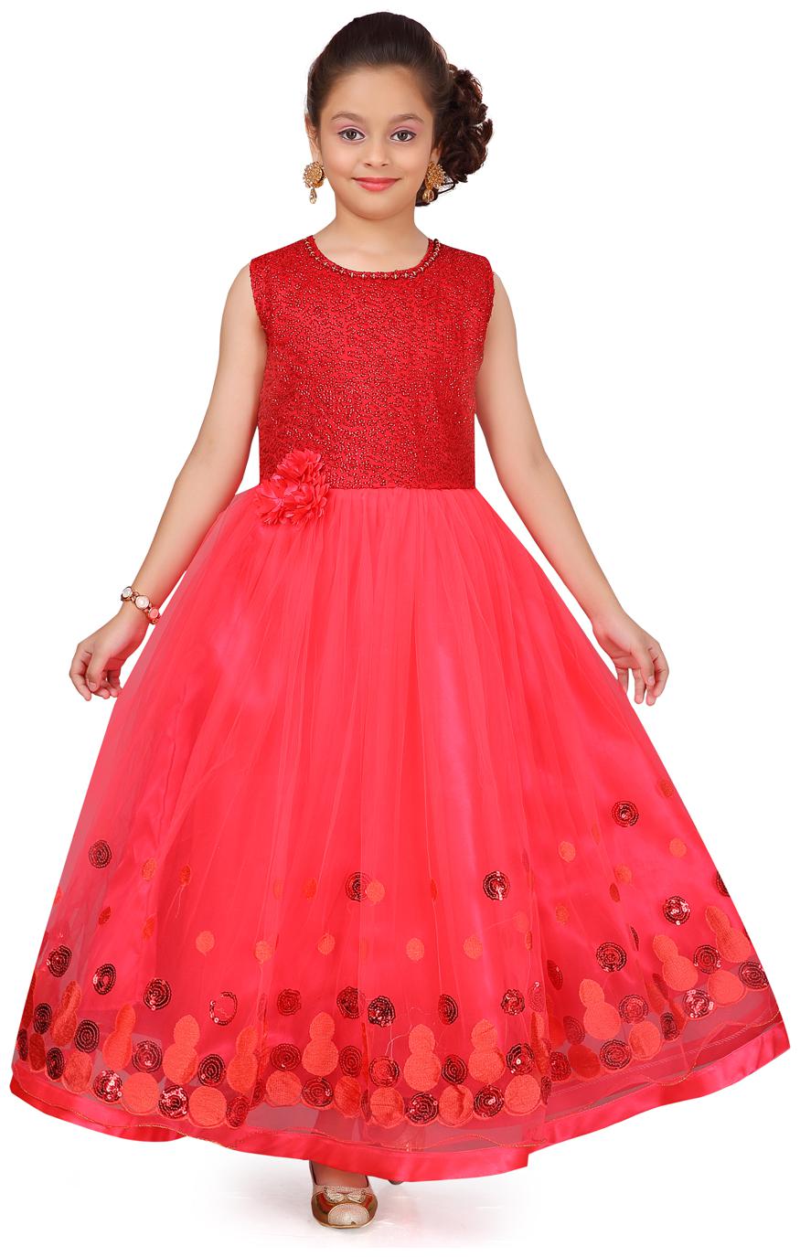 

Aarika Girl s Polyester Self design Sleeveless Gown - Red
