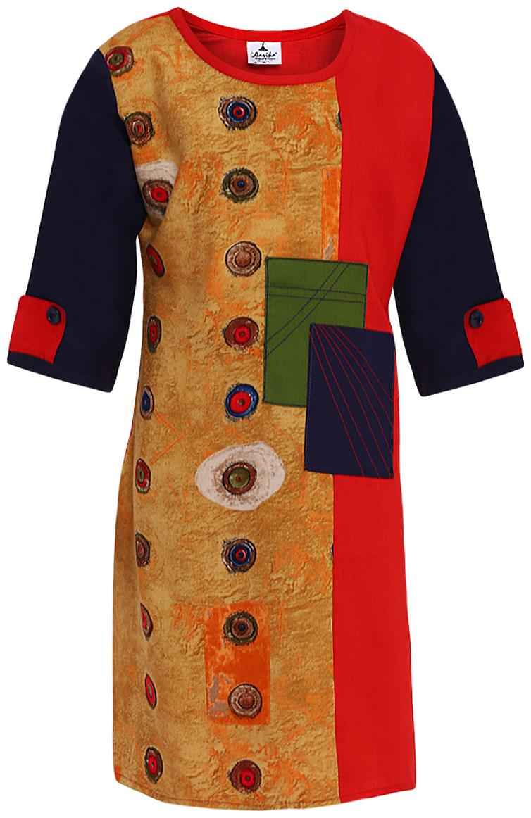 

Aarika Girl s Cotton Printed 3 4th sleeves Kurta kurti - Multi