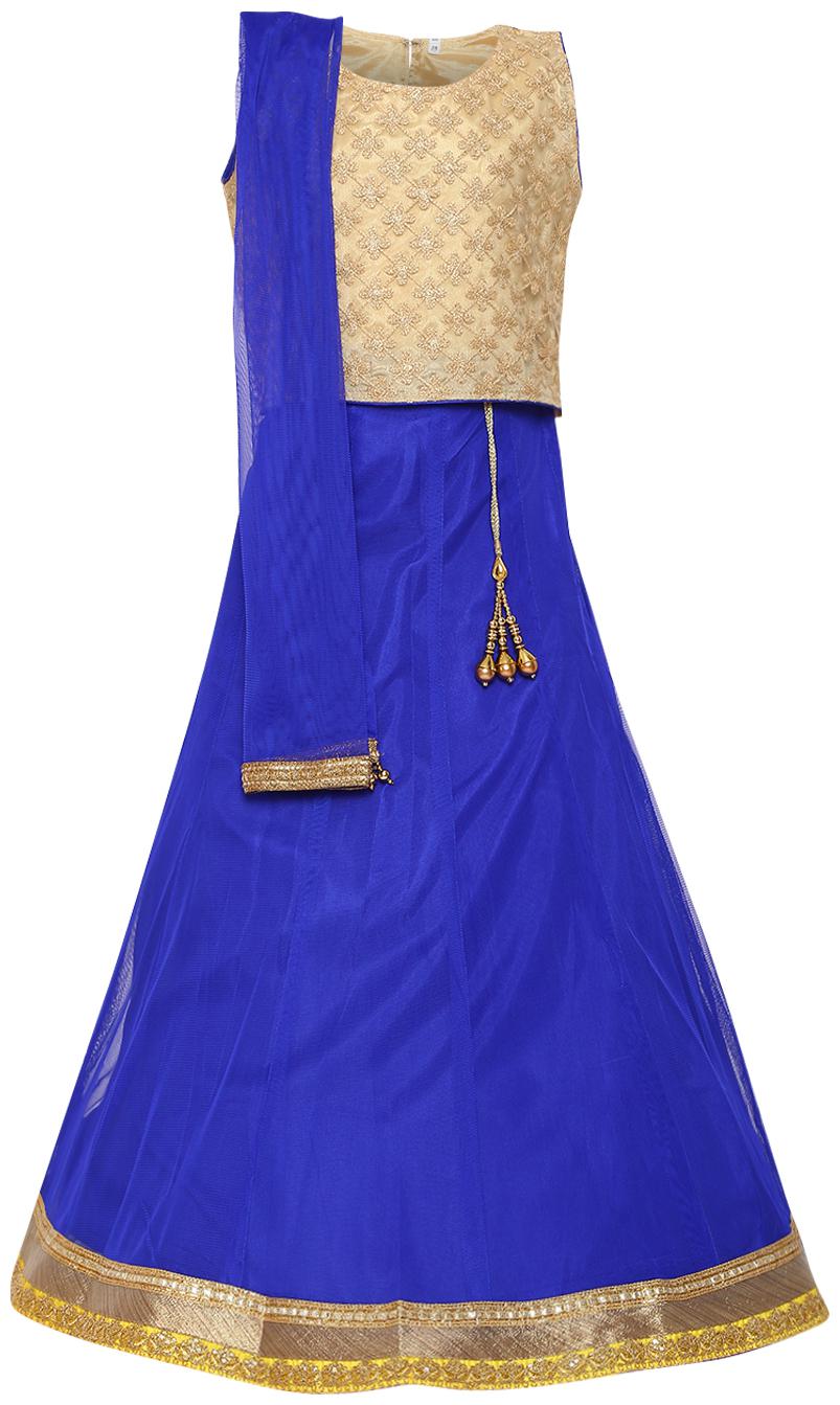 

Aarika Girl s Net Lehenga Choli Dupatta Set (Blue Beige)