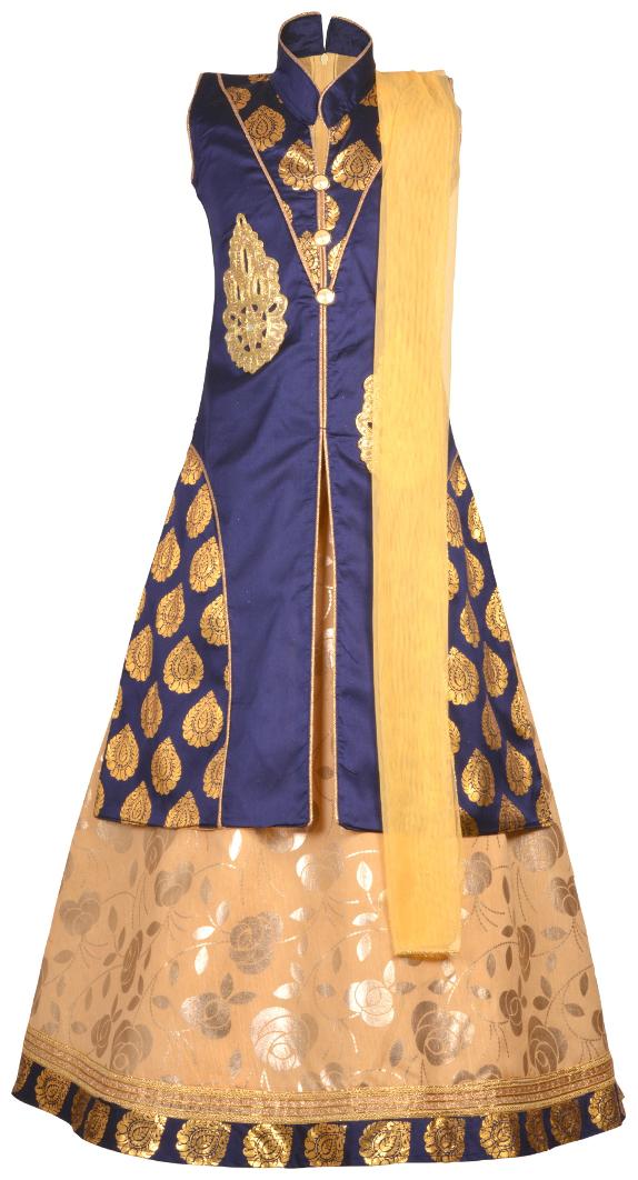 

Aarika Girl s Silk Embellished Sleeveless Lehenga choli - Beige