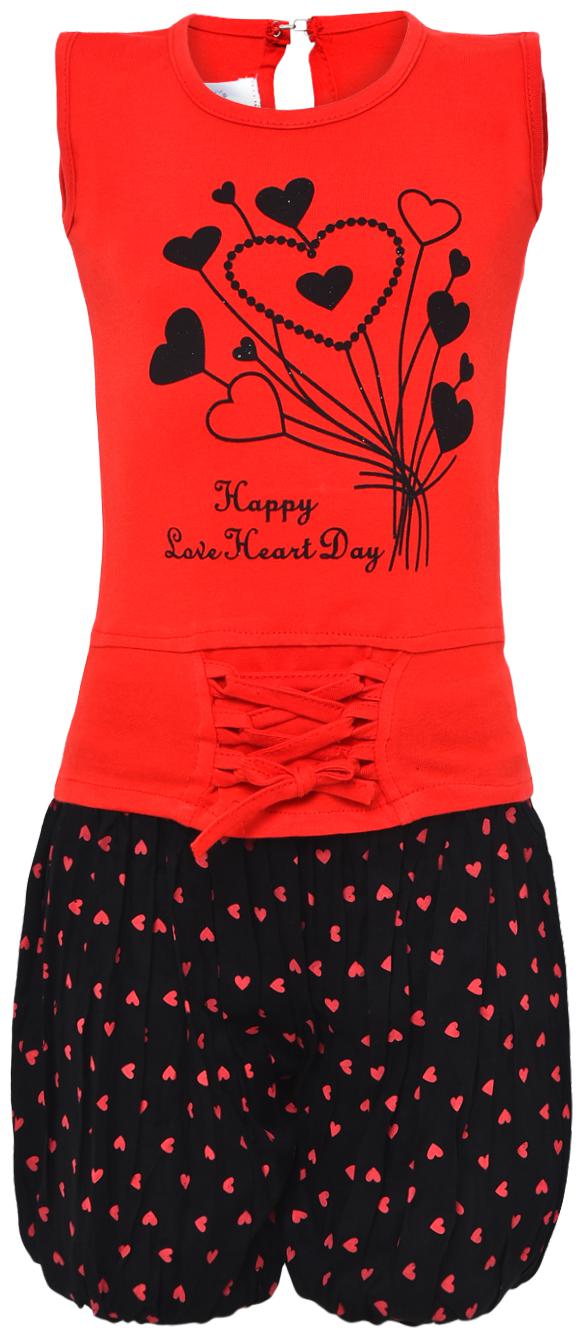 

Aarika Girl Cotton Top Bottom Set - Red Black