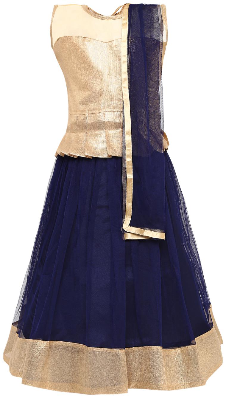 

Aarika Girl s Silk Solid Sleeveless Lehenga choli - Beige