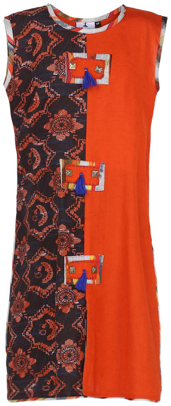 

Aarika Girl s Cotton Printed Sleeveless Kurta kurti - Multi