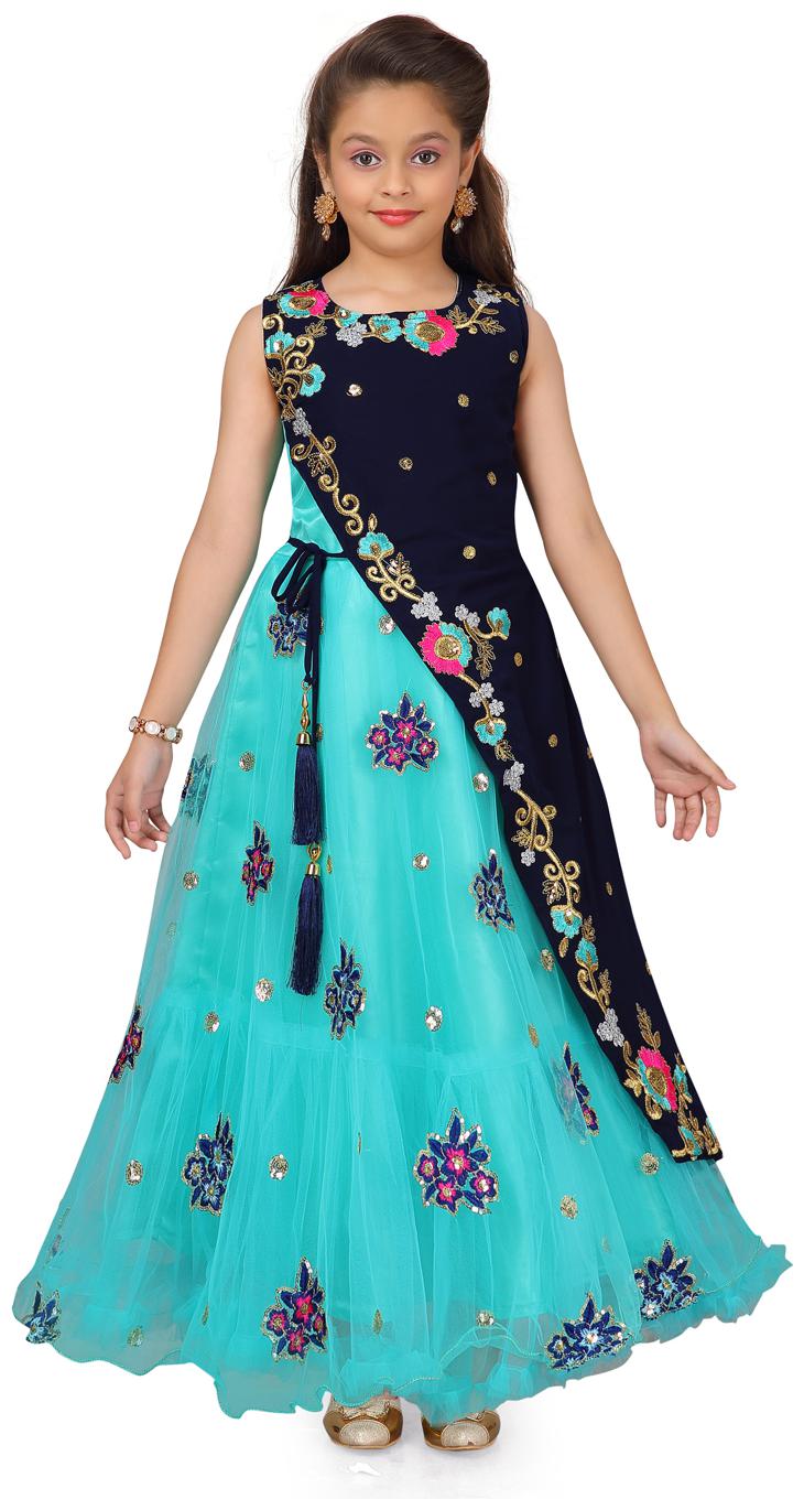 

Aarika Girl s Polyester Self design Sleeveless Gown - Green