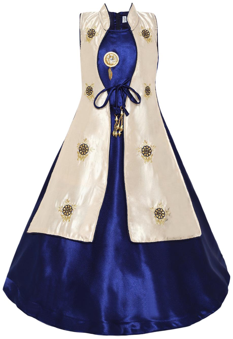 

Aarika Girl s Satin Self design Sleeveless Gown - Beige