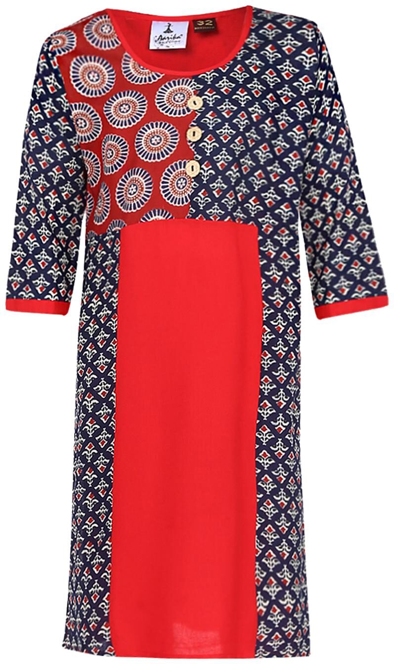 

Aarika Girl s Cotton Printed 3 4th sleeves Kurta kurti - Multi